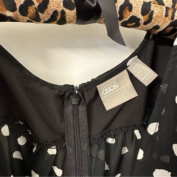 ASOS Design Curve Pleated Batwing Midi Dress in mono Splodge Print - Picture 6 of 9